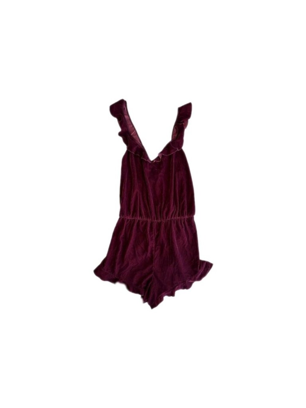 Victoria's Secret Velvet Velour Ruffle Cami Romper Sleepwear Burgundy Wine XL